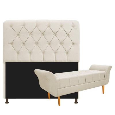 Cabeceira Lady e Recamier Ari 195 Cm King Size Corano Bege