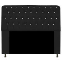 Cabeceira Estofada Lady Com Strass 140cm Queen Size Preto - 1