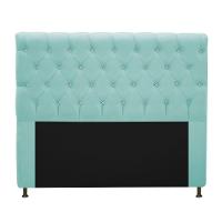 Cabeceira 160cm Queen Size com Strass Suede Azul Tiffany - 1