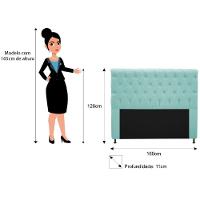 Cabeceira 160cm Queen Size com Strass Suede Azul Tiffany - 2