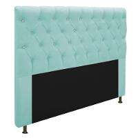 Cabeceira 160cm Queen Size com Strass Suede Azul Tiffany - 3