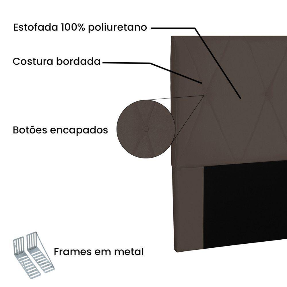 Cabeceira Aquilla Para Cama Box Casal 140 Cm Suede - D'rossi Cor Café - 2
