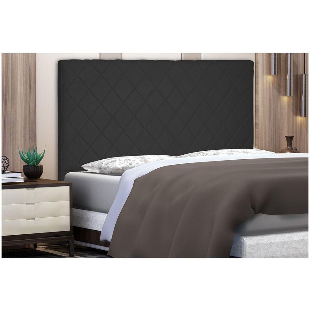 Cabeceira Dubai Para Cama Box Solteiro 90cm Suede Preto - D'Rossi - 4