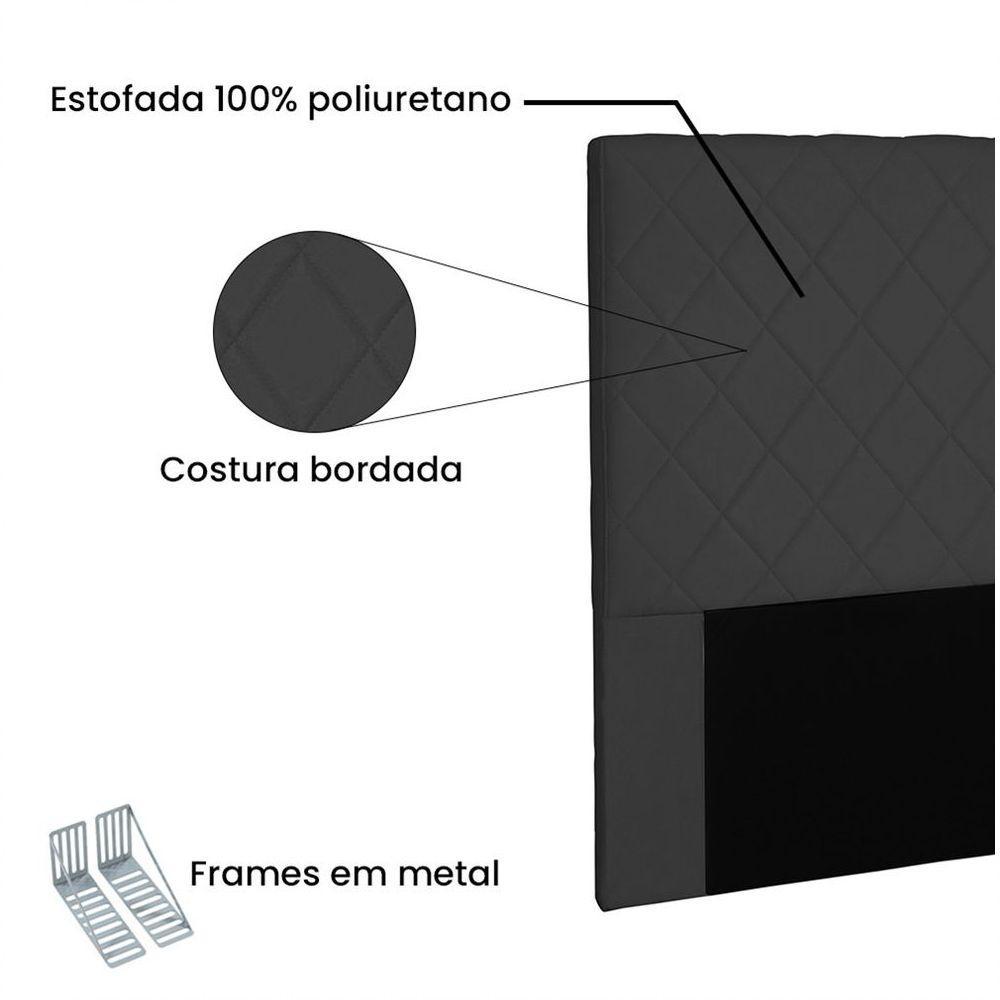 Cabeceira Dubai Para Cama Box Solteiro 90cm Suede Preto - D'Rossi - 5