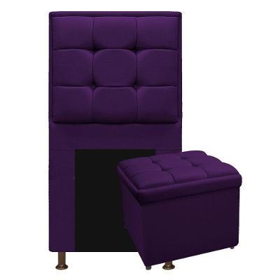 Cabeceira e Calçadeira Copenhague 100 Cm Solteiro Suede Roxo