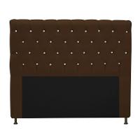 Cabeceira Cristal 160cm Queen Size com Strass Suede Marrom - 1