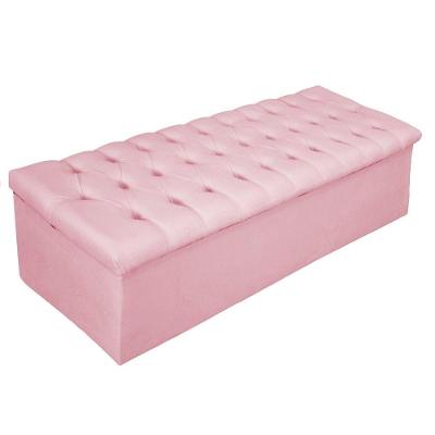 Cabeceira E Calçadeira Baú Mel 160 Cm Queen Size Rosa Bebê