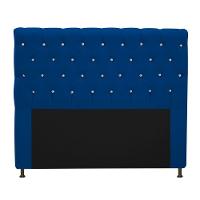Cabeceira 195cm King Size com Strass Suede Azul Marinho - 1