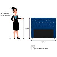 Cabeceira 195cm King Size com Strass Suede Azul Marinho - 2