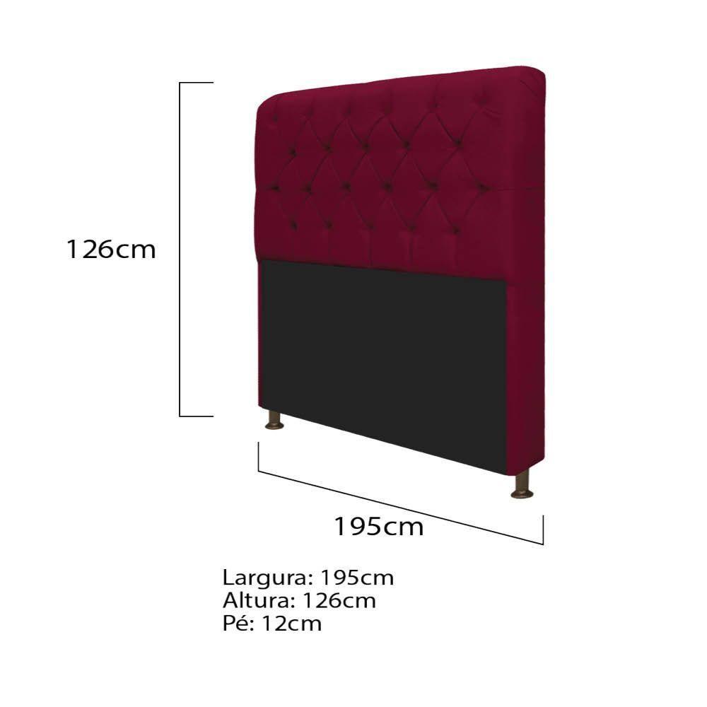 Cabeceira Lady e Recamier Félix 195 Cm King Size Suede Bordô - 3