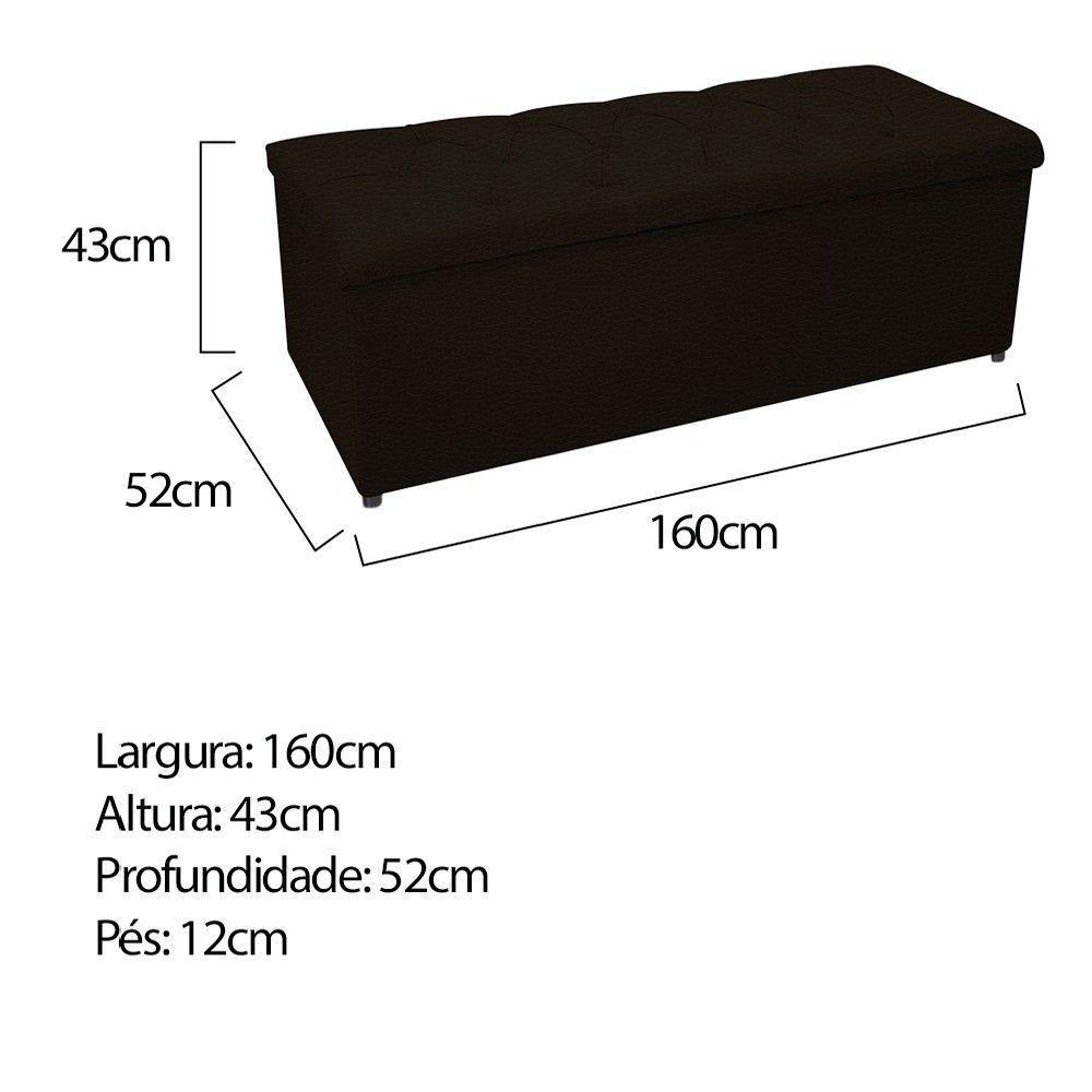 Cabeceira e Calçadeira Baú Mel 160 Cm Queen Size Marrom - 5