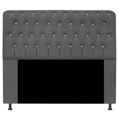 Cabeceira Estofada Lady Com Strass 160cm Queen Size Cinza