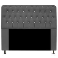 Cabeceira Estofada Lady Com Strass 160cm Queen Size Cinza - 1