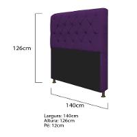 Kit Cabeceira Lady e Recamier Ari 140 Cm Casal Suede Roxo