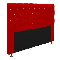 Cabeceira Cristal 160cm Queen Size com Strass Suede Vermelho - 3