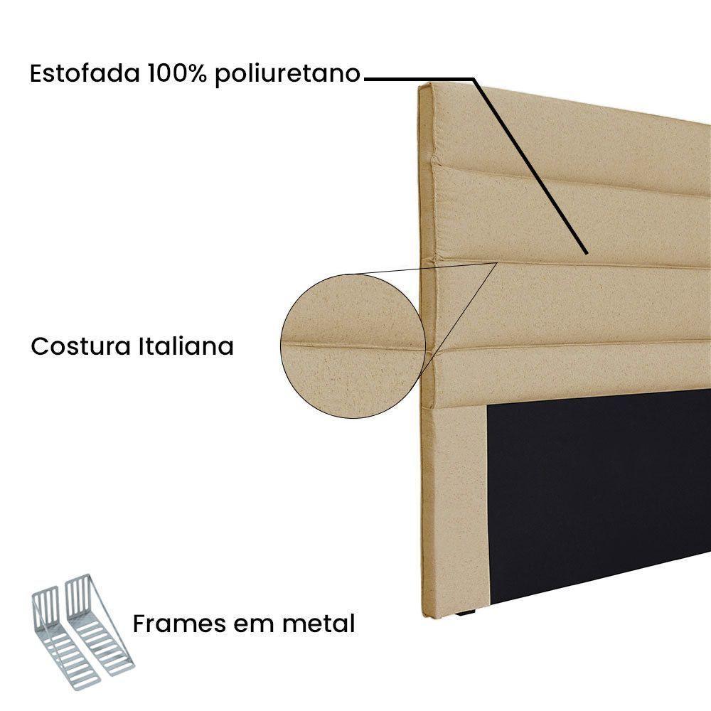 Cabeceira Queen 1,60M La Italiana Linho Rústico Dourado - 3