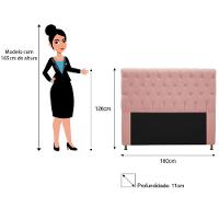 Cabeceira Cristal 160cm Queen Size com Strass Suede Rosê - 2