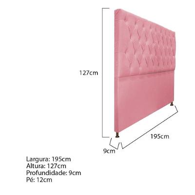 Cabeceira Sofia 195 Cm King Size Suede Rosa Bebê