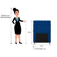Cabeceira 90cm Solteiro com Strass Suede Azul Marinho - 2