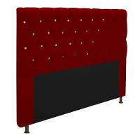 Cabeceira Cristal 195cm King Size com Strass Suede Bordô - 3