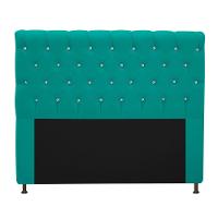 Cabeceira 195cm King Size com Strass Suede Azul Turquesa - 1