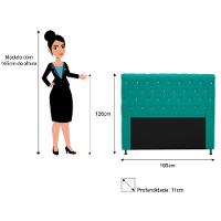 Cabeceira 195cm King Size com Strass Suede Azul Turquesa - 2