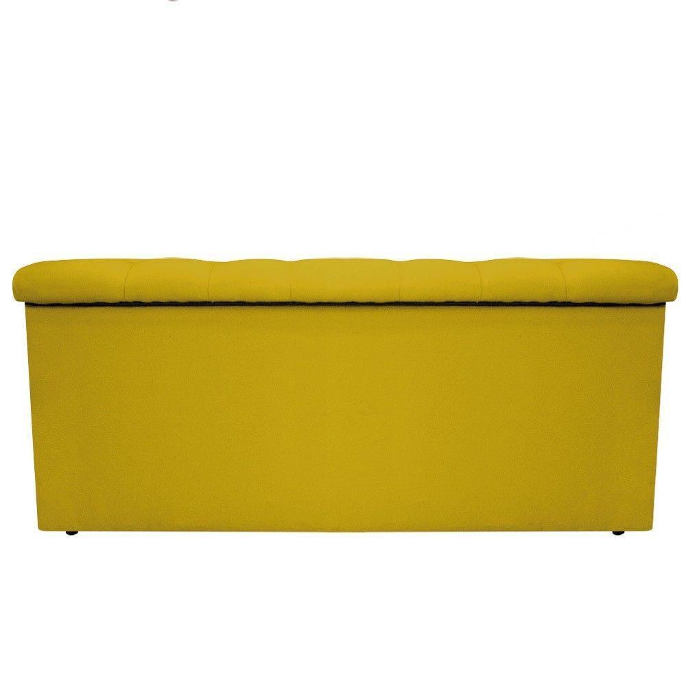Calçadeira Baú Mel 90Cm Solteiro com Capitonê Suede Amarelo - 4