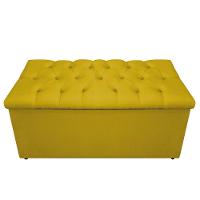 Calçadeira Baú Mel 90Cm Solteiro com Capitonê Suede Amarelo - 6