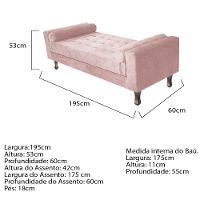 Cabeceira Lady e Recamier Félix 195 Cm King Size Suede Rosê