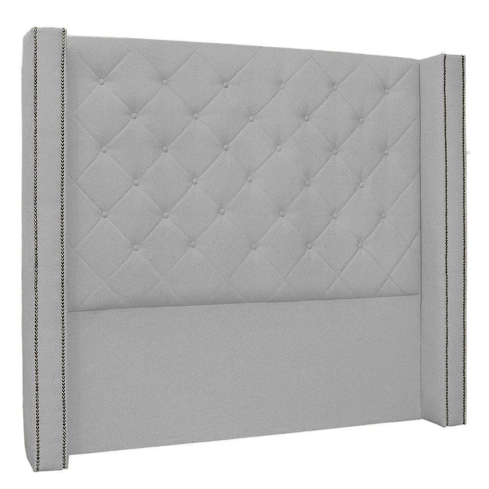 Cabeceira Queen 1,60M Vicenza Linho Rústico Cinza Claro - 1