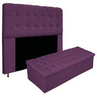 Cabeceira e Calçadeira Baú Mel 160 Cm Queen Size Roxo - 1