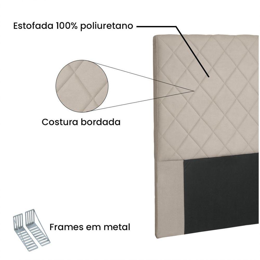Cabeceira Dubai Para Cama Box Solteiro 90cm Suede Bege - D'Rossi - 3