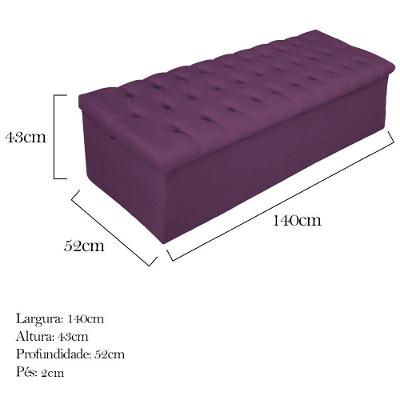 Cabeceira e Calçadeira Baú Mel 140 Cm Casal Roxo