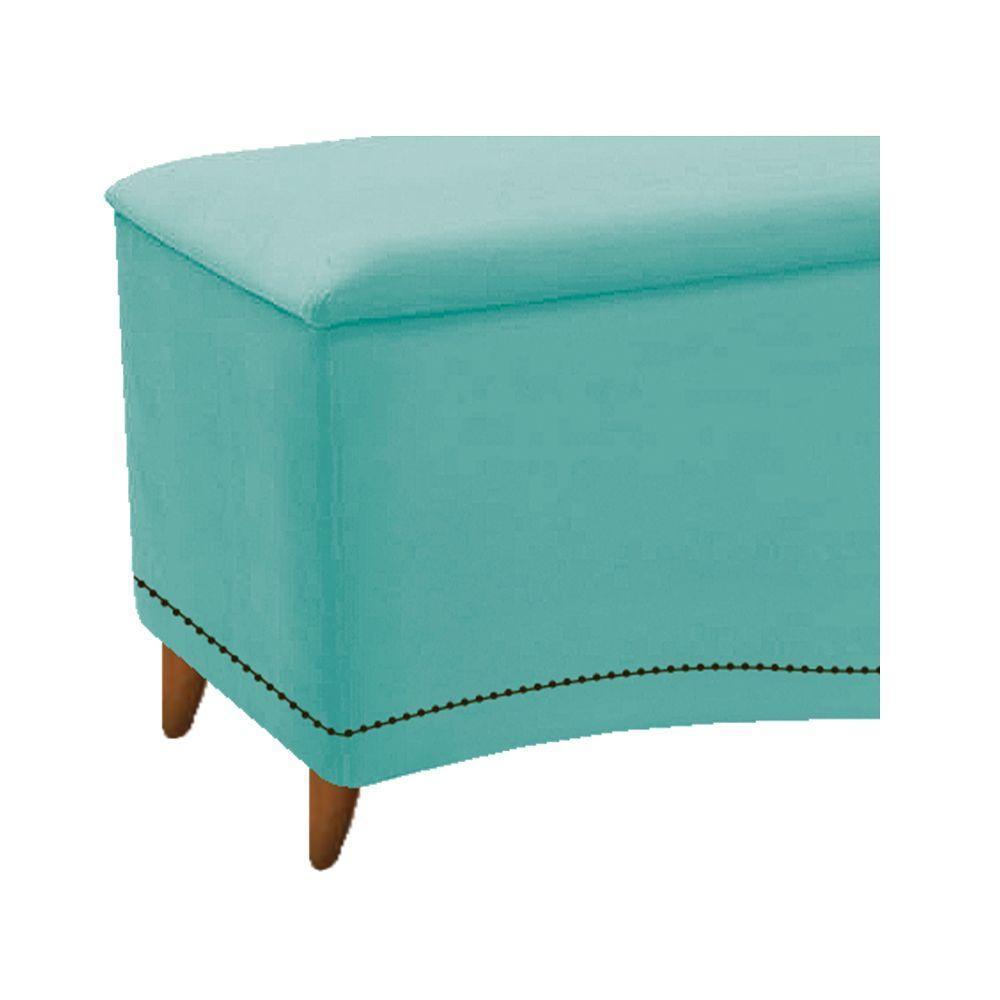Cabeceira e Calçadeira Yasmim 140Cm Casal Suede Azul Tiffany - 1