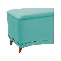 Cabeceira e Calçadeira Yasmim 140Cm Casal Suede Azul Tiffany - 1