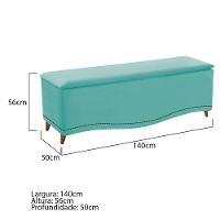 Cabeceira e Calçadeira Yasmim 140Cm Casal Suede Azul Tiffany - 2