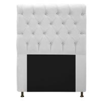 Cabeceira Cristal 90cm Solteiro com Strass Suede Branco - 1