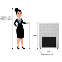 Cabeceira Cristal 90cm Solteiro com Strass Suede Branco - 2
