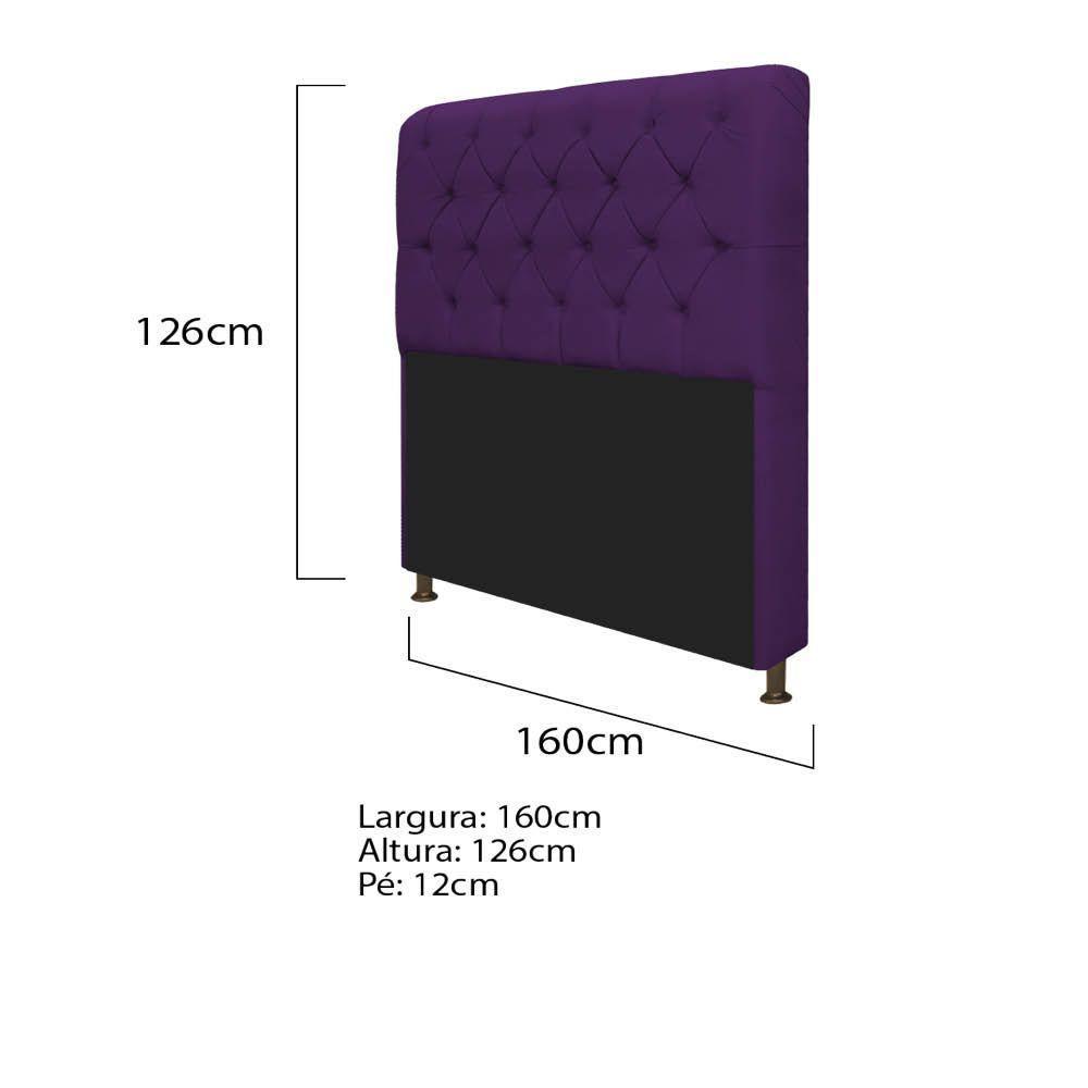 Cabeceira Lady e Recamier Félix 160 Cm Queen Size Suede Roxo - 3