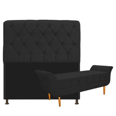 Cabeceira Lady e Recamier Ari 195 Cm King Size Corano Preto