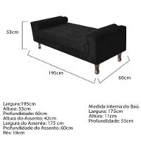 Cabeceira Lady e Recamier Félix 195 Cm King Size Suede Preto - 6
