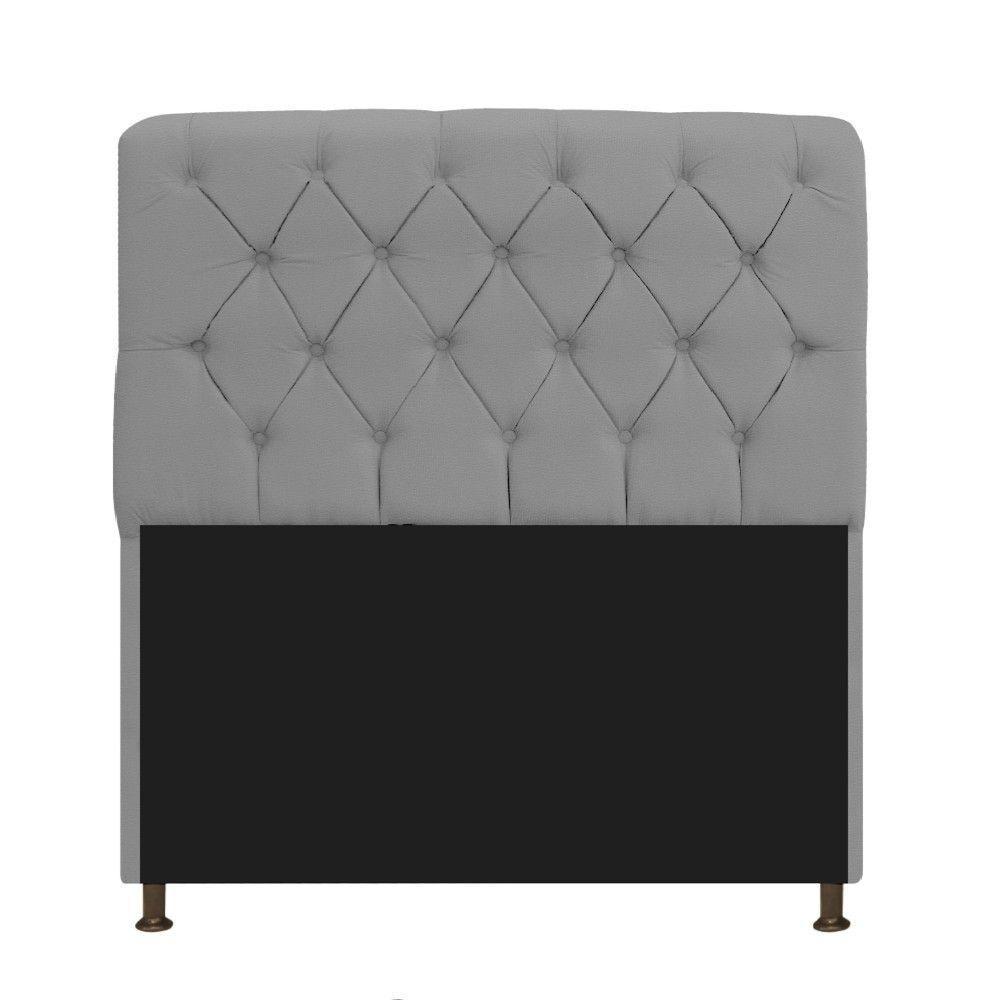 Kit Cabeceira Lady e Recamier Ari 140 Cm Casal Corano Cinza - 6