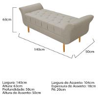 Kit Cabeceira Lady e Recamier Ari 140 Cm Casal Suede Bege - 5