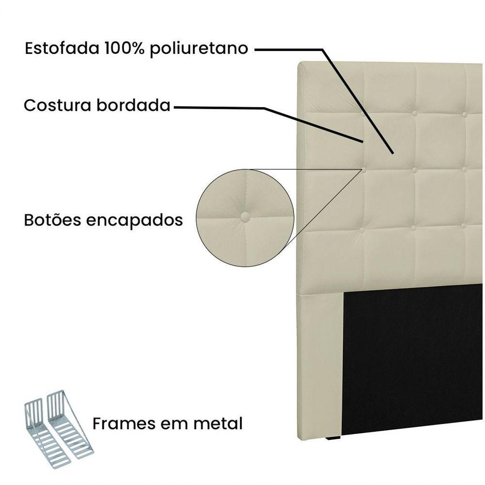 Cabeceira Verona Cama Box King 195 Cm Corino Bege - 3