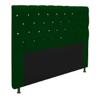 Cabeceira Cristal 195cm King Size com Strass Suede Verde - 3
