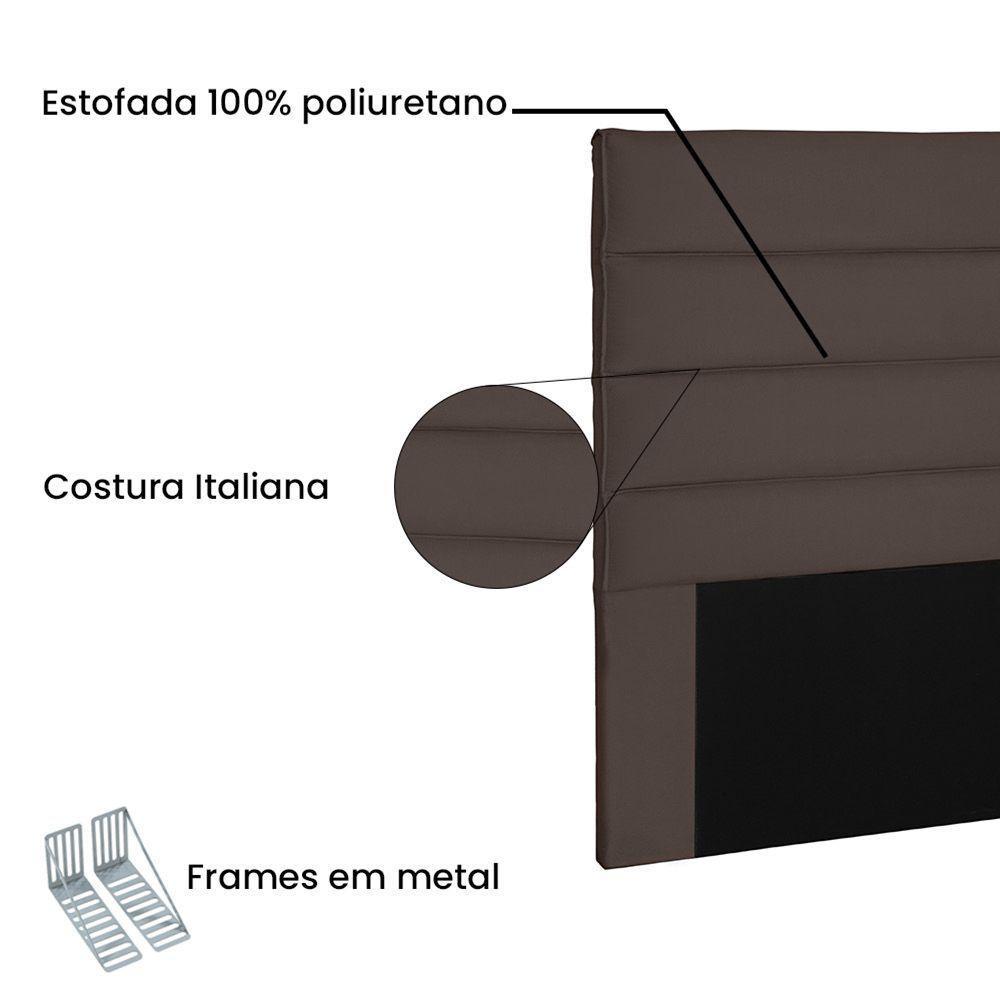 Cabeceira La Italiana Para Cama Box Casal 140 Cm Suede - D'rossi Cor Café - 3