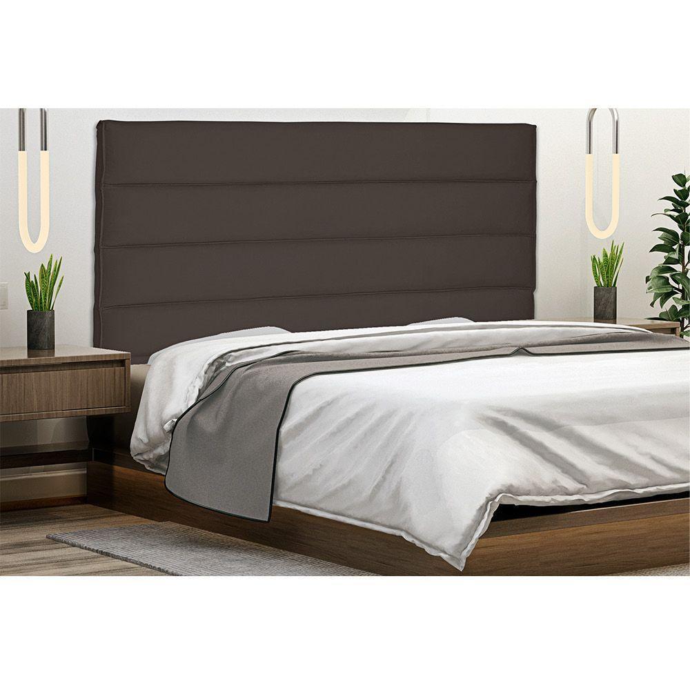 Cabeceira La Italiana Para Cama Box Casal 140 Cm Suede - D'rossi Cor Café - 4