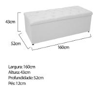 Cabeceira e Calçadeira Baú Mel 160 Cm Queen Size Branco