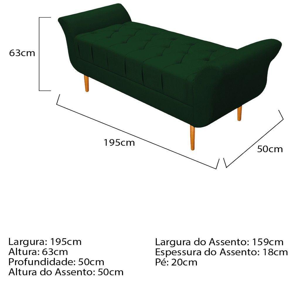 Cabeceira Lady e Recamier Ari 195 Cm King Size Suede Verde - 5