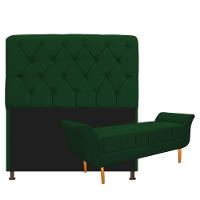 Cabeceira Lady e Recamier Ari 195 Cm King Size Suede Verde - 1